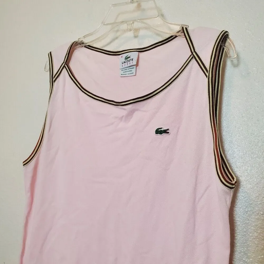Lacoste Sport Tennis Dress Boat Neck Sleeveless Pink‎ Womens Sz 46 US XL